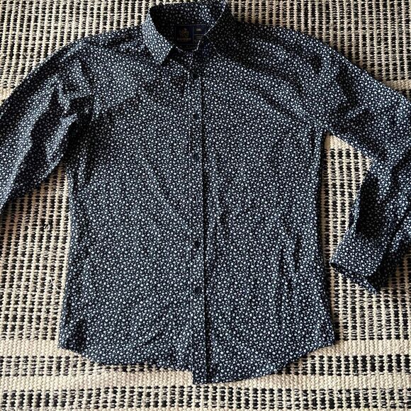Rugby Size Small Blue Floral Print button up shirt long sleeve - Picture 1 of 6